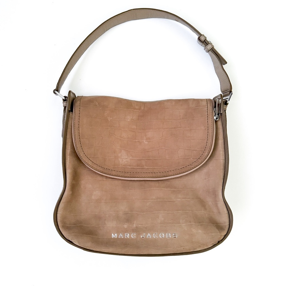 Marc Jacobs The Groove Tan Leather Suede Fold Over Crossbody Bag